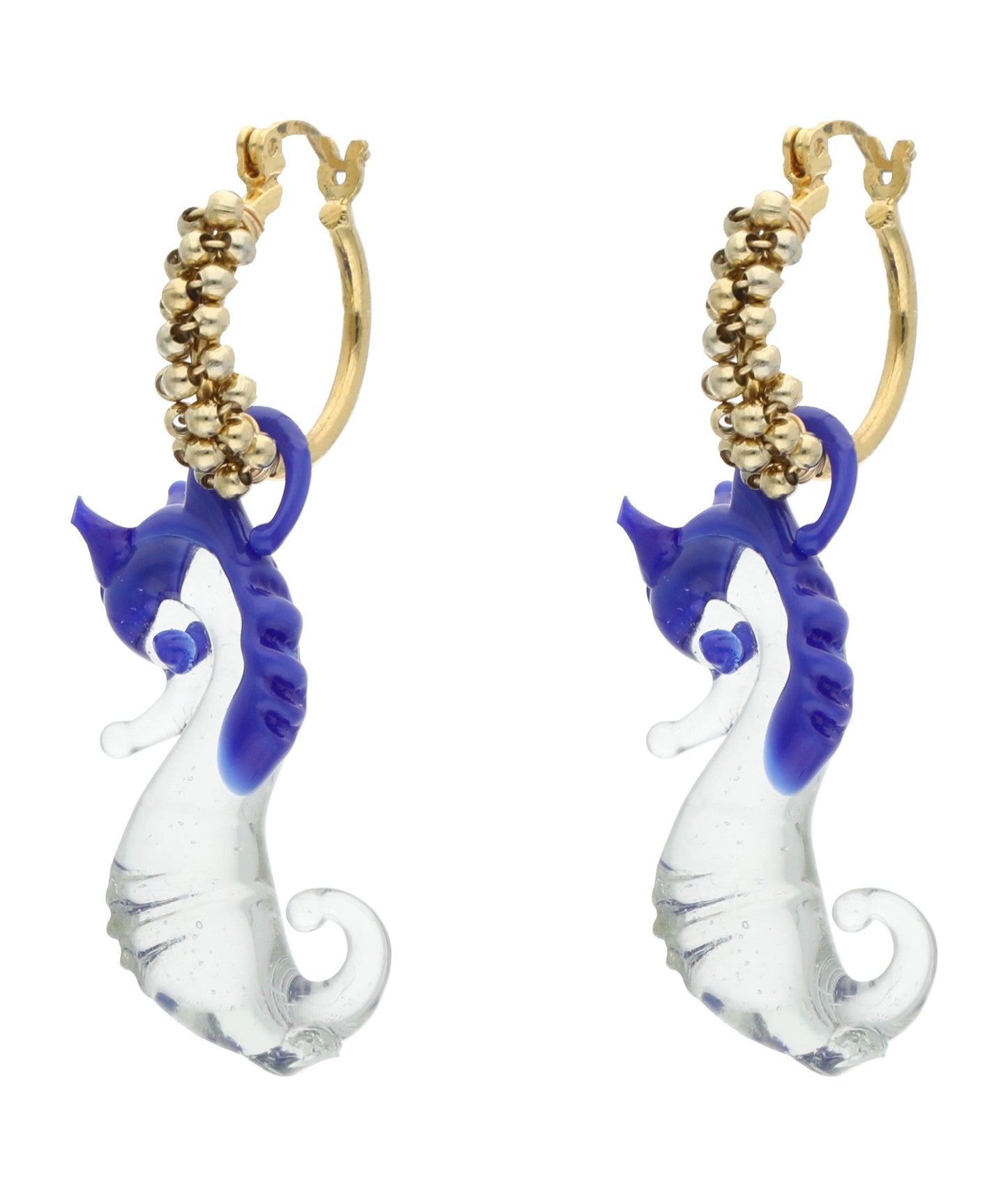 Sea horse golden hoops