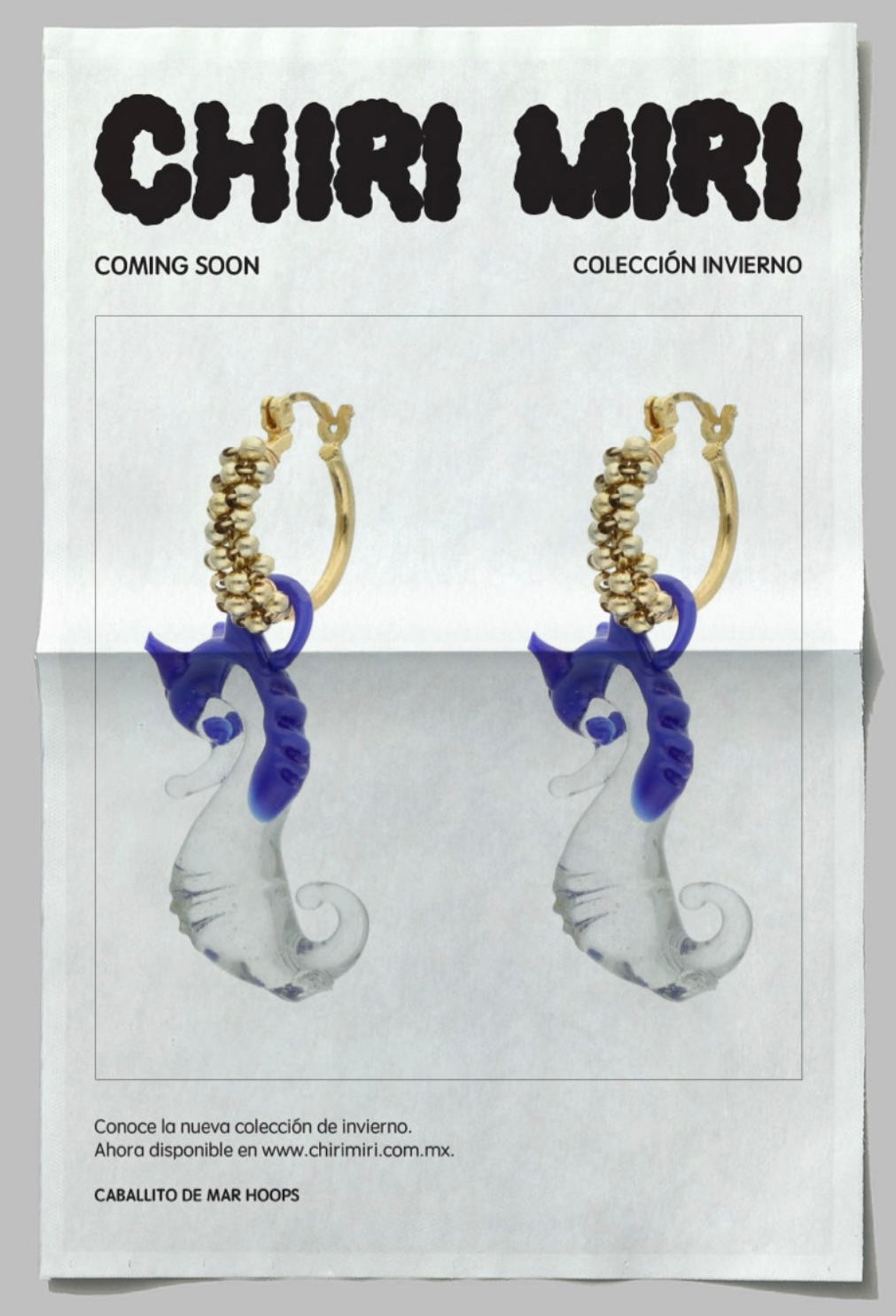 Sea horse golden hoops