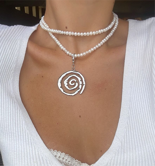 Long tiny pearl necklace
