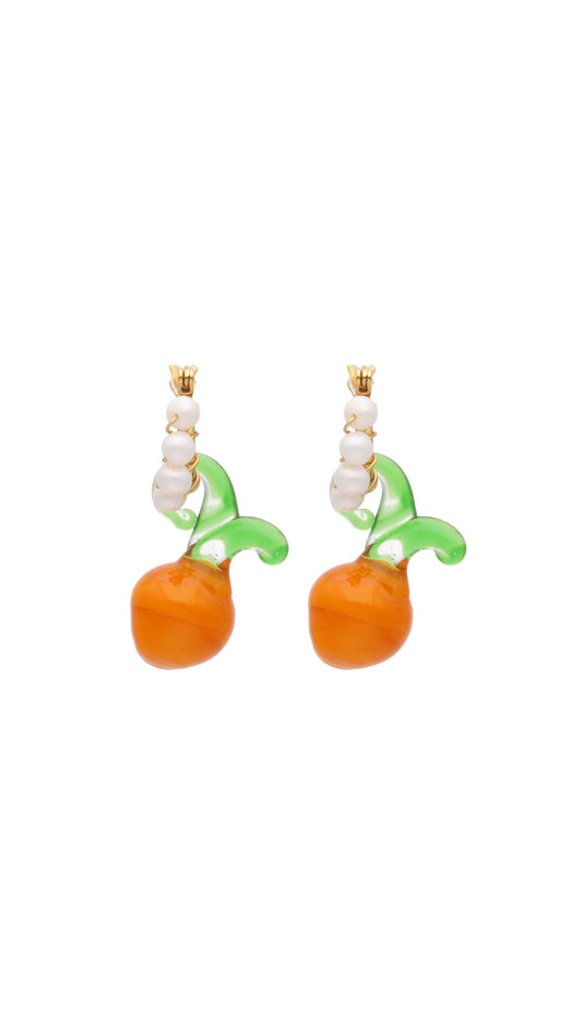 Mini Orange pearls hoops