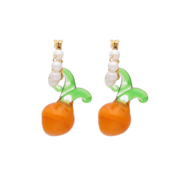 Mini Orange pearls hoops